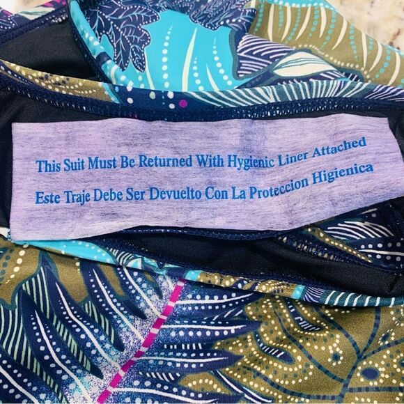 Coastal Blue Tropical Print One Piece Swimsuit Size XS - Picture 10 of 11